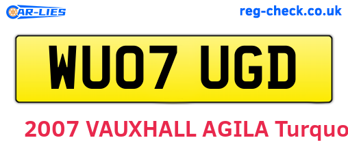 WU07UGD are the vehicle registration plates.