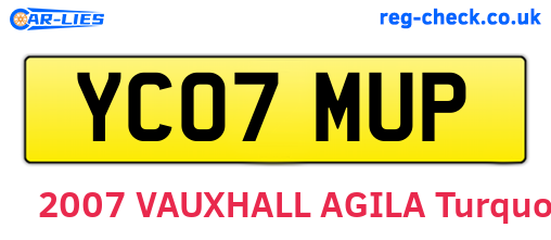 YC07MUP are the vehicle registration plates.
