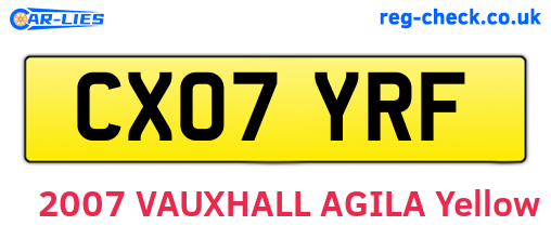 CX07YRF are the vehicle registration plates.