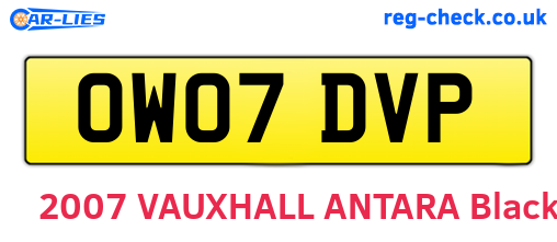 OW07DVP are the vehicle registration plates.