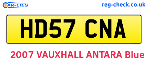 HD57CNA are the vehicle registration plates.