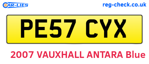 PE57CYX are the vehicle registration plates.