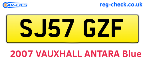SJ57GZF are the vehicle registration plates.