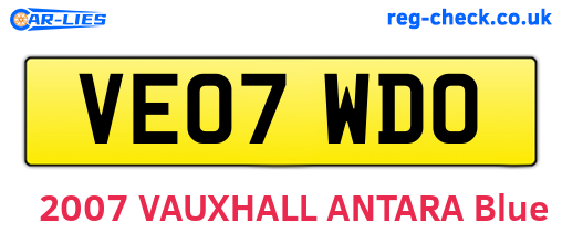 VE07WDO are the vehicle registration plates.