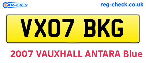 VX07BKG are the vehicle registration plates.