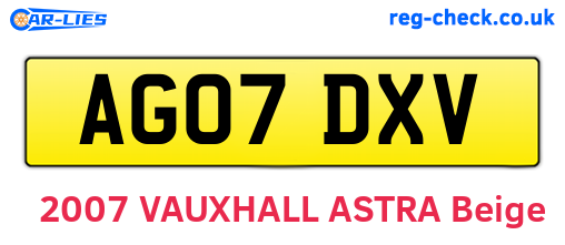 AG07DXV are the vehicle registration plates.