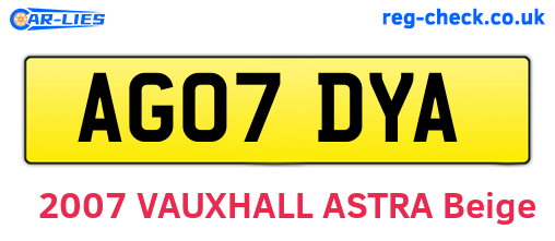 AG07DYA are the vehicle registration plates.