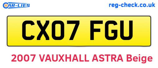 CX07FGU are the vehicle registration plates.