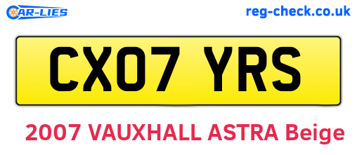 CX07YRS are the vehicle registration plates.
