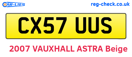 CX57UUS are the vehicle registration plates.
