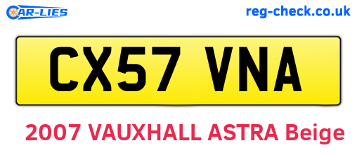 CX57VNA are the vehicle registration plates.