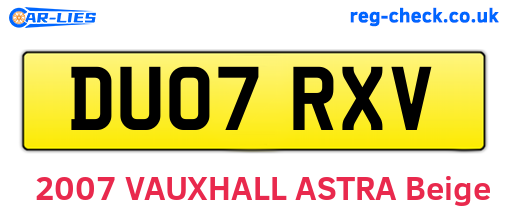 DU07RXV are the vehicle registration plates.