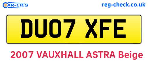 DU07XFE are the vehicle registration plates.
