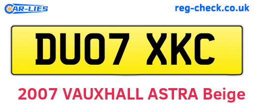DU07XKC are the vehicle registration plates.
