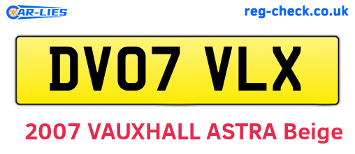 DV07VLX are the vehicle registration plates.