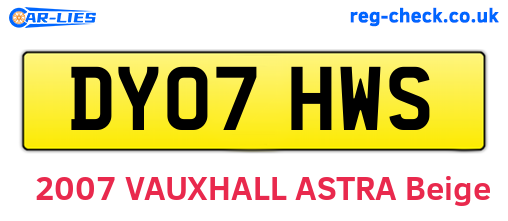DY07HWS are the vehicle registration plates.