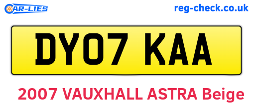 DY07KAA are the vehicle registration plates.