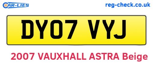 DY07VYJ are the vehicle registration plates.