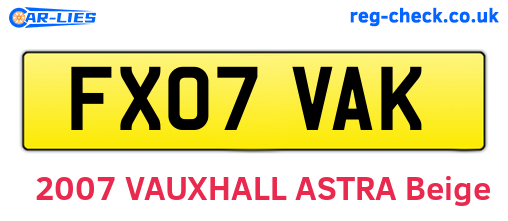 FX07VAK are the vehicle registration plates.