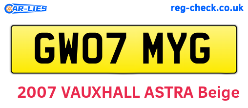 GW07MYG are the vehicle registration plates.