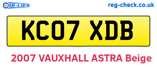KC07XDB are the vehicle registration plates.