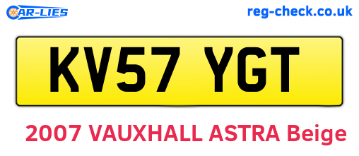 KV57YGT are the vehicle registration plates.