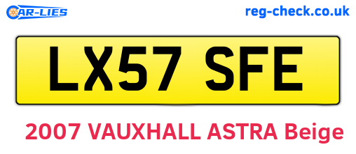 LX57SFE are the vehicle registration plates.