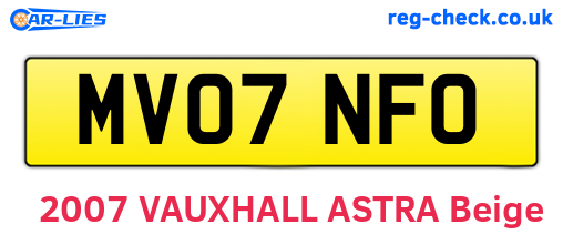 MV07NFO are the vehicle registration plates.
