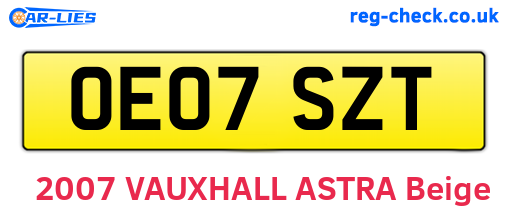 OE07SZT are the vehicle registration plates.
