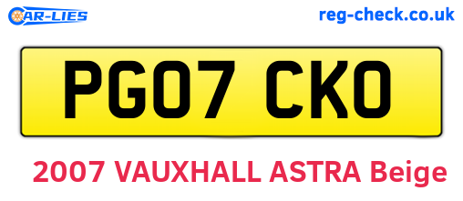 PG07CKO are the vehicle registration plates.