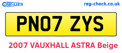 PN07ZYS are the vehicle registration plates.