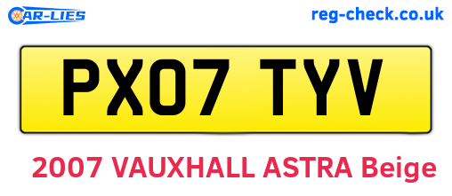 PX07TYV are the vehicle registration plates.