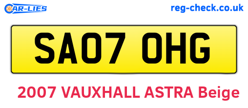 SA07OHG are the vehicle registration plates.
