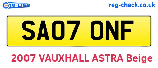 SA07ONF are the vehicle registration plates.