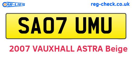 SA07UMU are the vehicle registration plates.