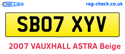 SB07XYV are the vehicle registration plates.