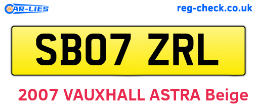 SB07ZRL are the vehicle registration plates.