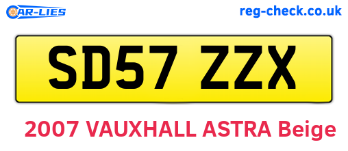 SD57ZZX are the vehicle registration plates.