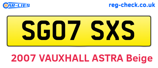 SG07SXS are the vehicle registration plates.