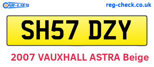 SH57DZY are the vehicle registration plates.