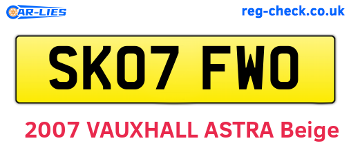 SK07FWO are the vehicle registration plates.