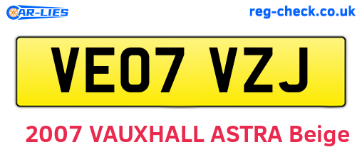 VE07VZJ are the vehicle registration plates.