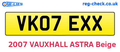 VK07EXX are the vehicle registration plates.
