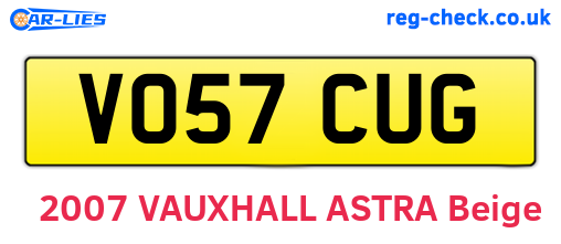 VO57CUG are the vehicle registration plates.