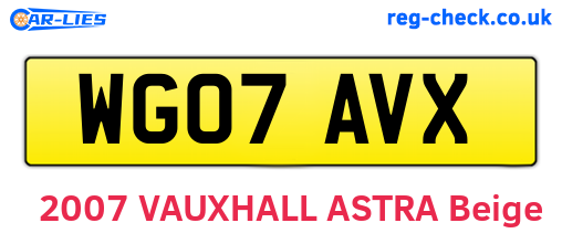 WG07AVX are the vehicle registration plates.
