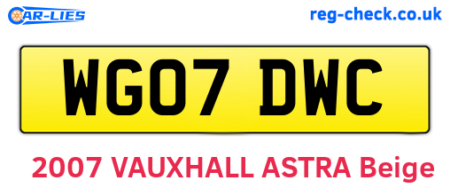 WG07DWC are the vehicle registration plates.