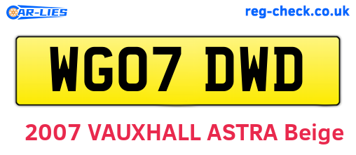 WG07DWD are the vehicle registration plates.