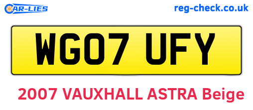 WG07UFY are the vehicle registration plates.