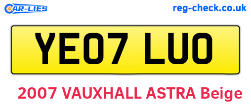 YE07LUO are the vehicle registration plates.
