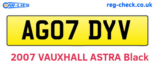 AG07DYV are the vehicle registration plates.